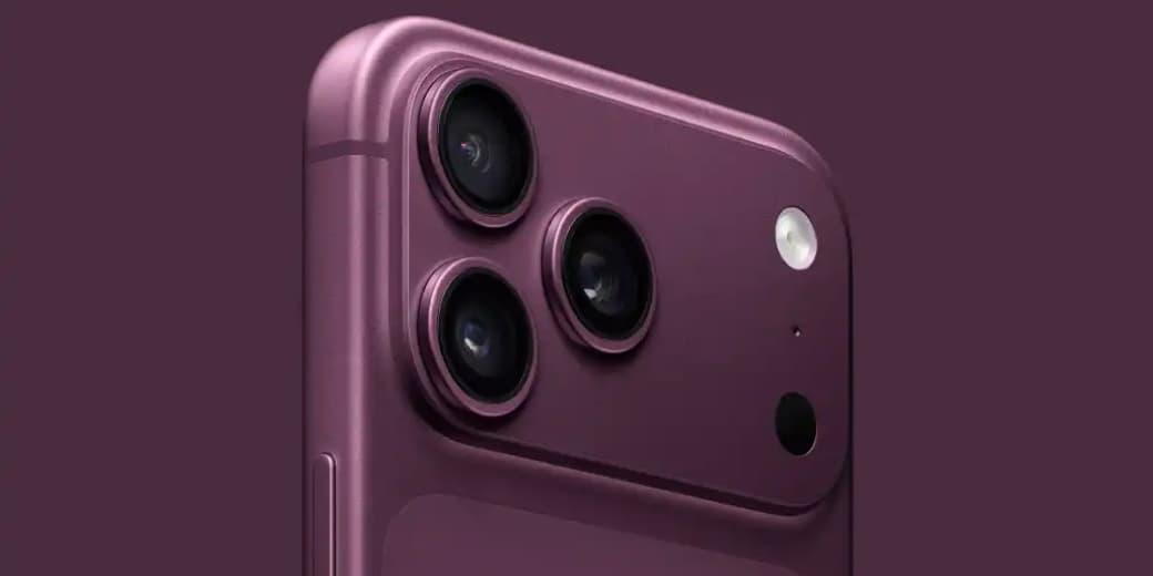 Close-up render of a purple iPhone concept with three rear cameras.