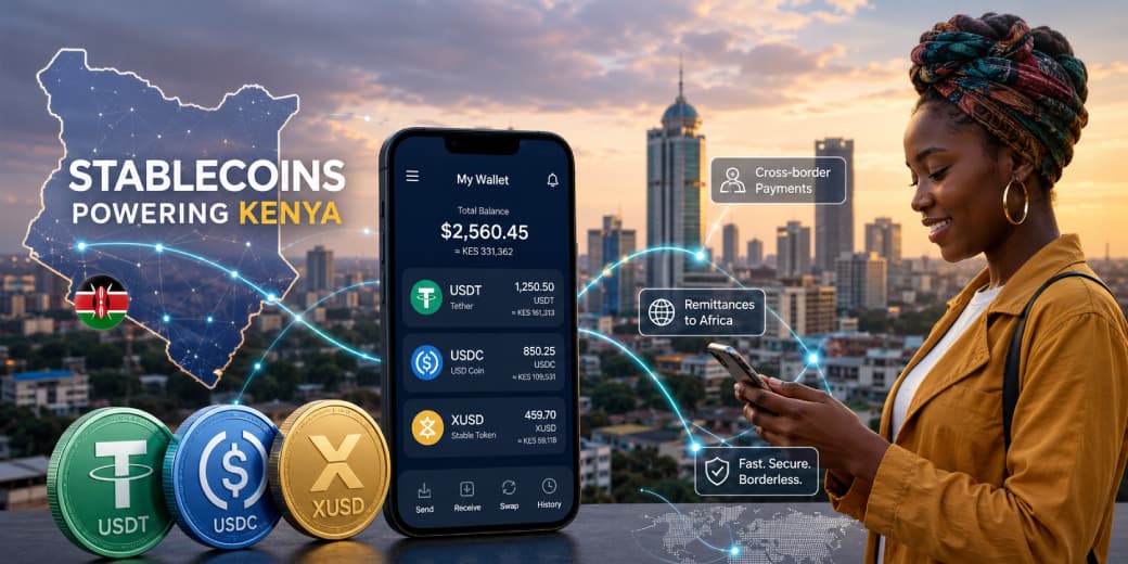 Stablecoin payment rails illustrated for Kenyan freelancers. Credit: tecMAMBO.