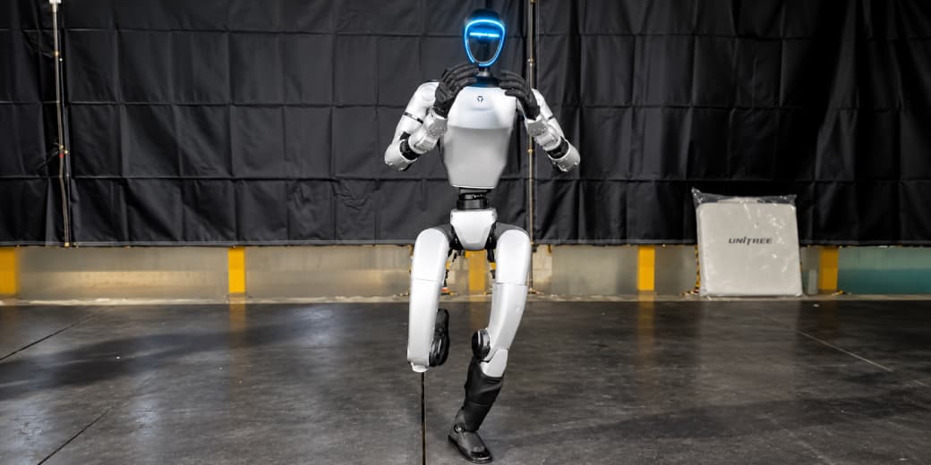 Humanoid robot balancing on one leg