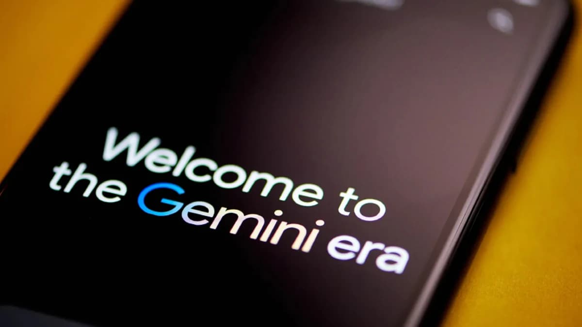 Google Assistant microphone icon fading into the Gemini assistant on Android devices.