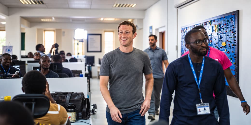 Meta CEO, Mark Zuckerberg makes a surprise visit to the Co-creation Hub (CcHub), Lagos in August 2016.