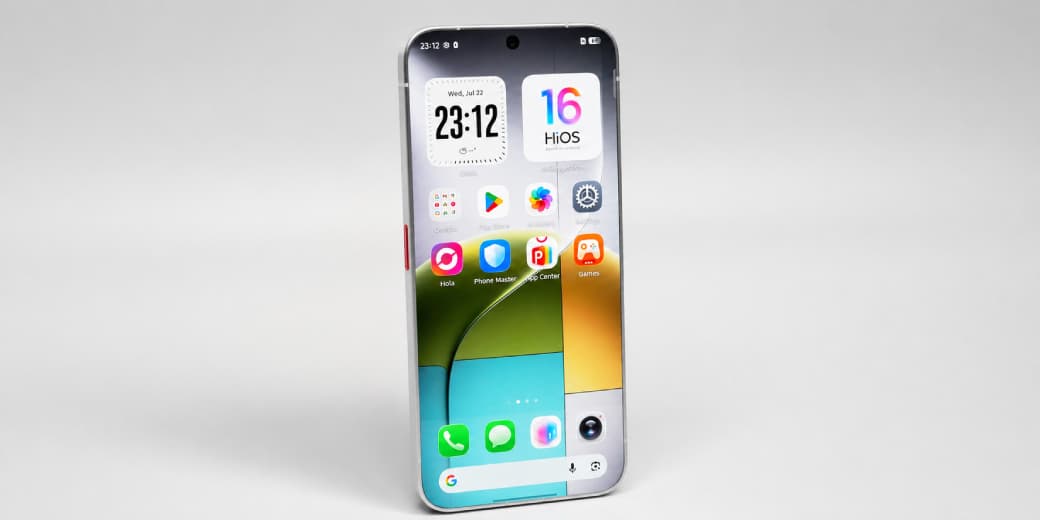 TECNO concept phone with a 0mm bezel display extending to every edge of the device.