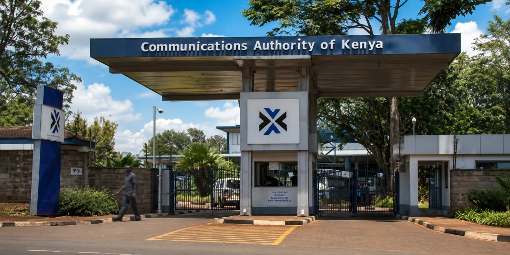 Entrance to the Communications Authority of Kenya headquarters in Nairobi.